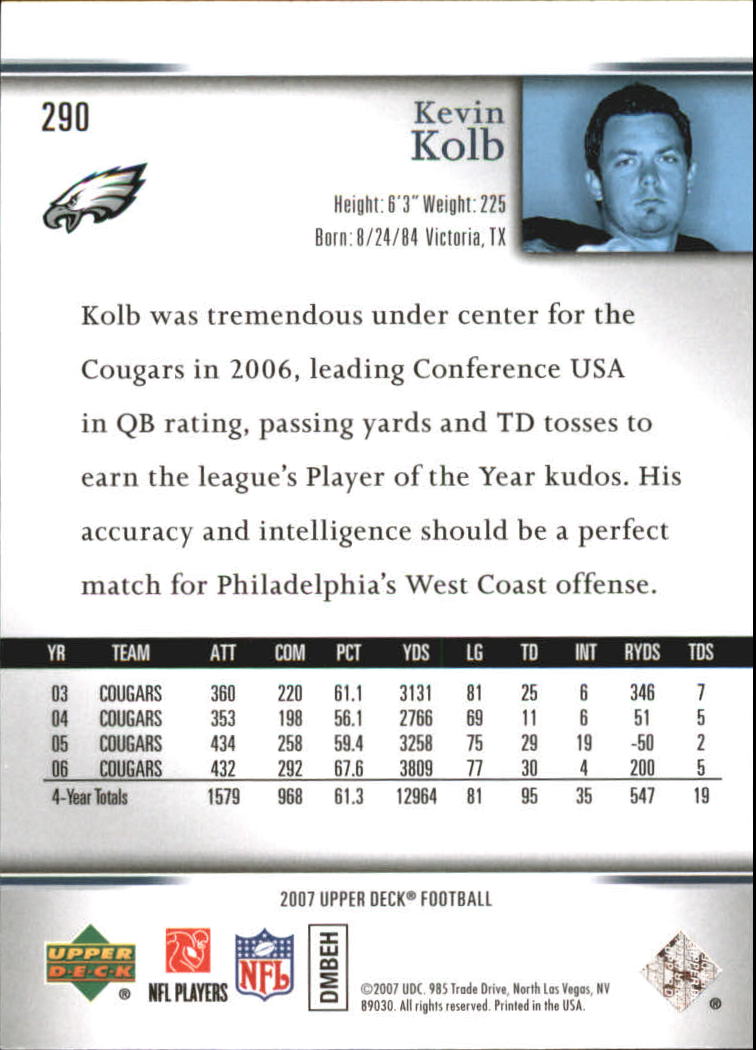 2007 Upper Deck Exclusive Edition Rookies #290 Kevin Kolb