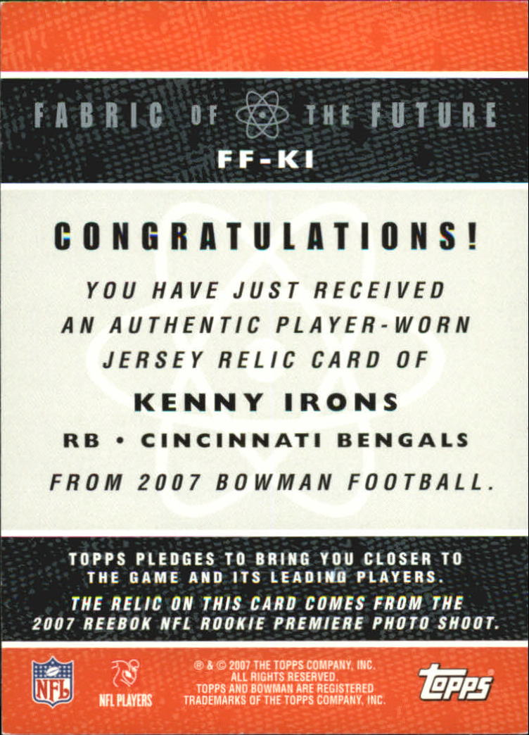 2007 Bowman Fabric of the Future #FFKI Kenny Irons back image