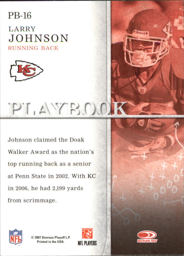 2007 Donruss Gridiron Gear Playbook Red #16 Larry Johnson back image