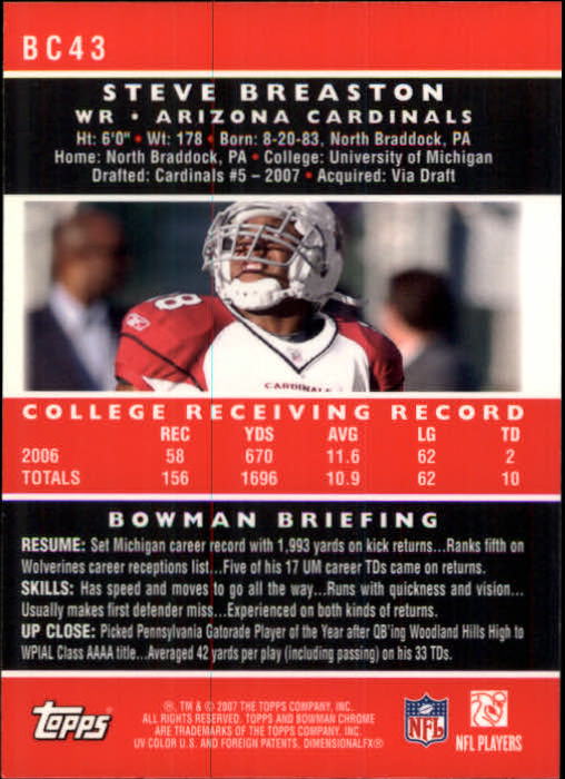 A1132- 2007 Bowman Chrome Fb Karten 1-220 + Einsätze -du Pick- 15 + Gratis US - Bild 83 von 443