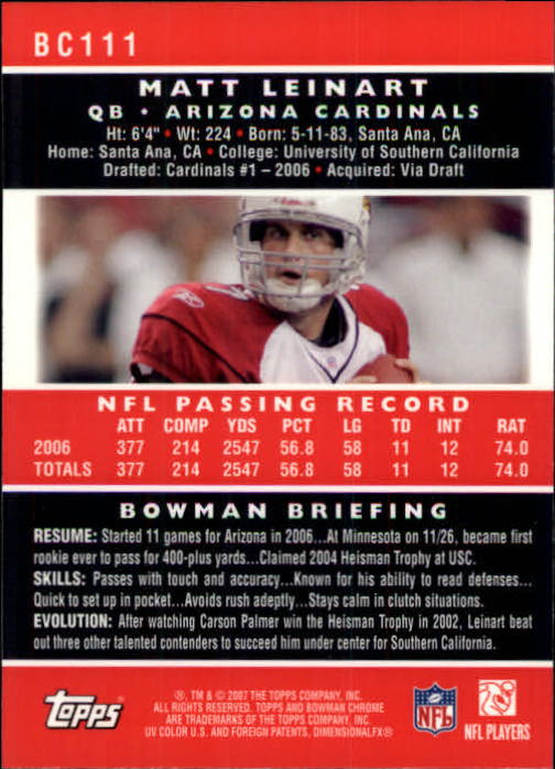 A1132- 2007 Bowman Chrome Fb Karten 1-220 + Einsätze -du Pick- 15 + Gratis US - Bild 205 von 443