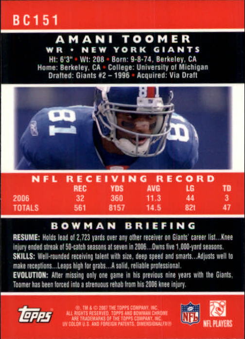 A1132- 2007 Bowman Chrome Fb Karten 1-220 + Einsätze -du Pick- 15 + Gratis US - Bild 281 von 443
