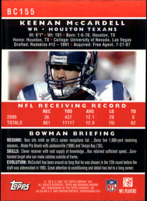 A1132- 2007 Bowman Chrome Fb Karten 1-220 + Einsätze -du Pick- 15 + Gratis US - Bild 287 von 443