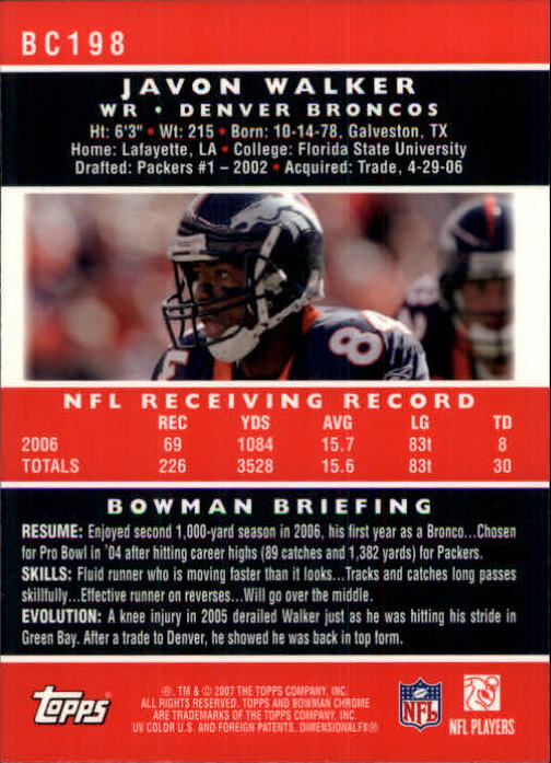 A1132- 2007 Bowman Chrome Fb Karten 1-220 + Einsätze -du Pick- 15 + Gratis US - Bild 367 von 443