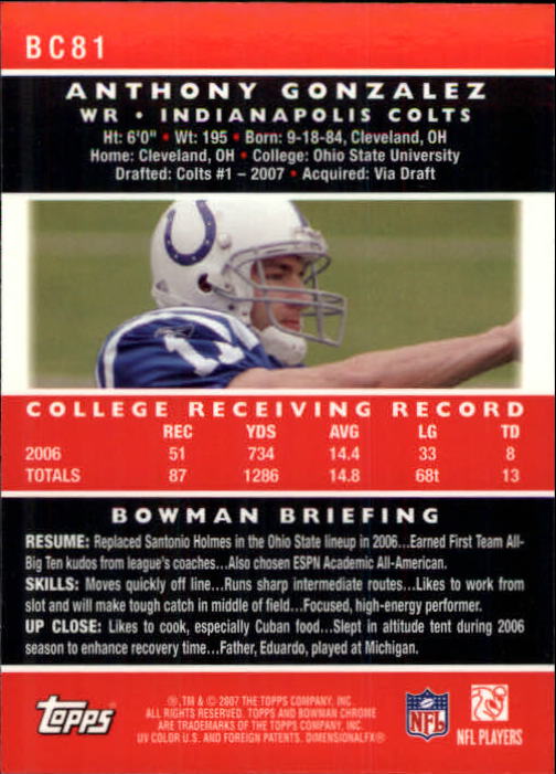 A1132- 2007 Bowman Chrome Fb Karten 1-220 + Einsätze -du Pick- 15 + Gratis US - Bild 151 von 443