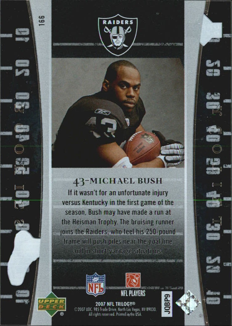 2007 Upper Deck Trilogy #166 Michael Bush RC back image