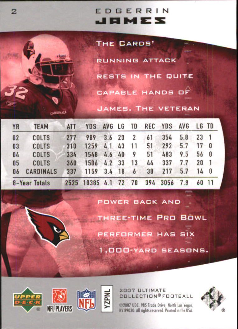 2007 Ultimate Collection #2 Edgerrin James back image