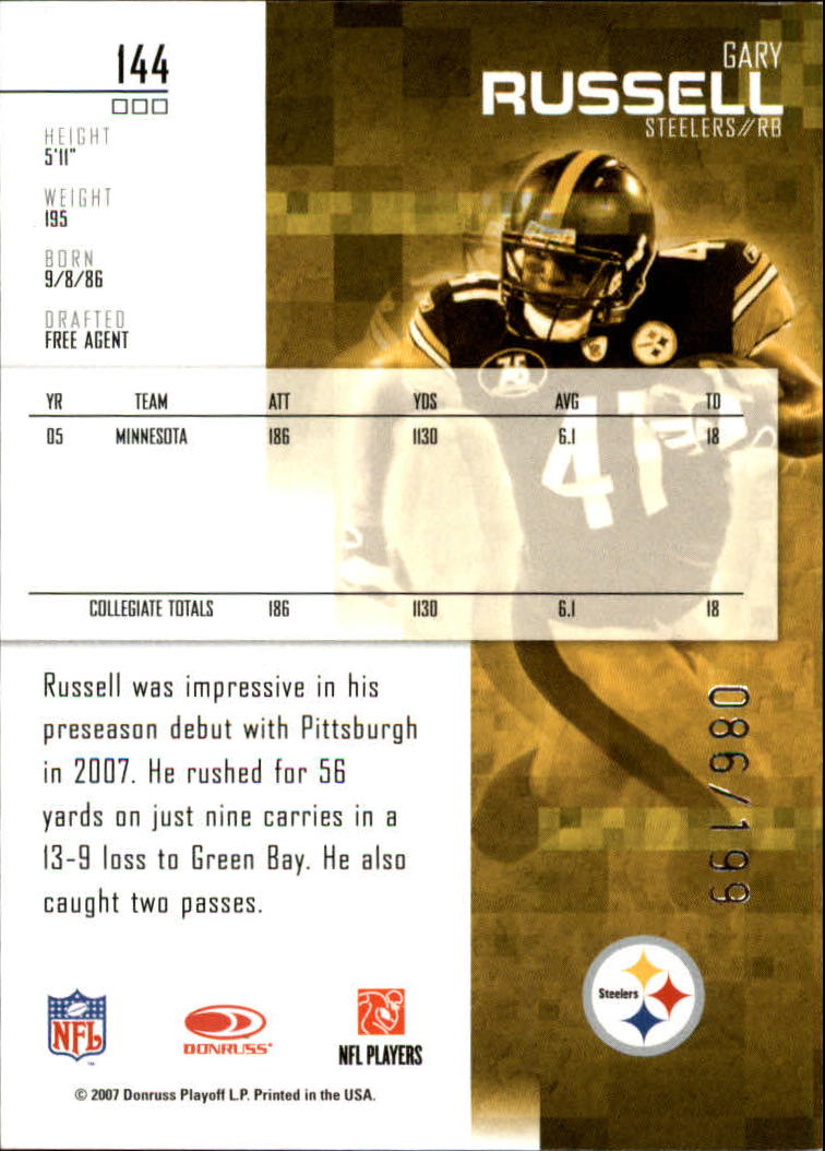 2007 Leaf Rookies and Stars Silver #144 Gary Russell back image