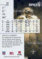 2007 Leaf Rookies and Stars Materials Gold #32 Drew Brees/50 back image