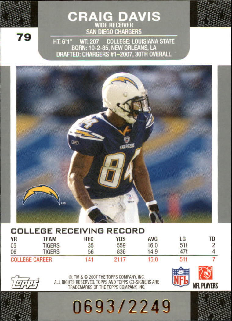 2007 Topps Co-Signers #79 Craig Buster Davis RC back image