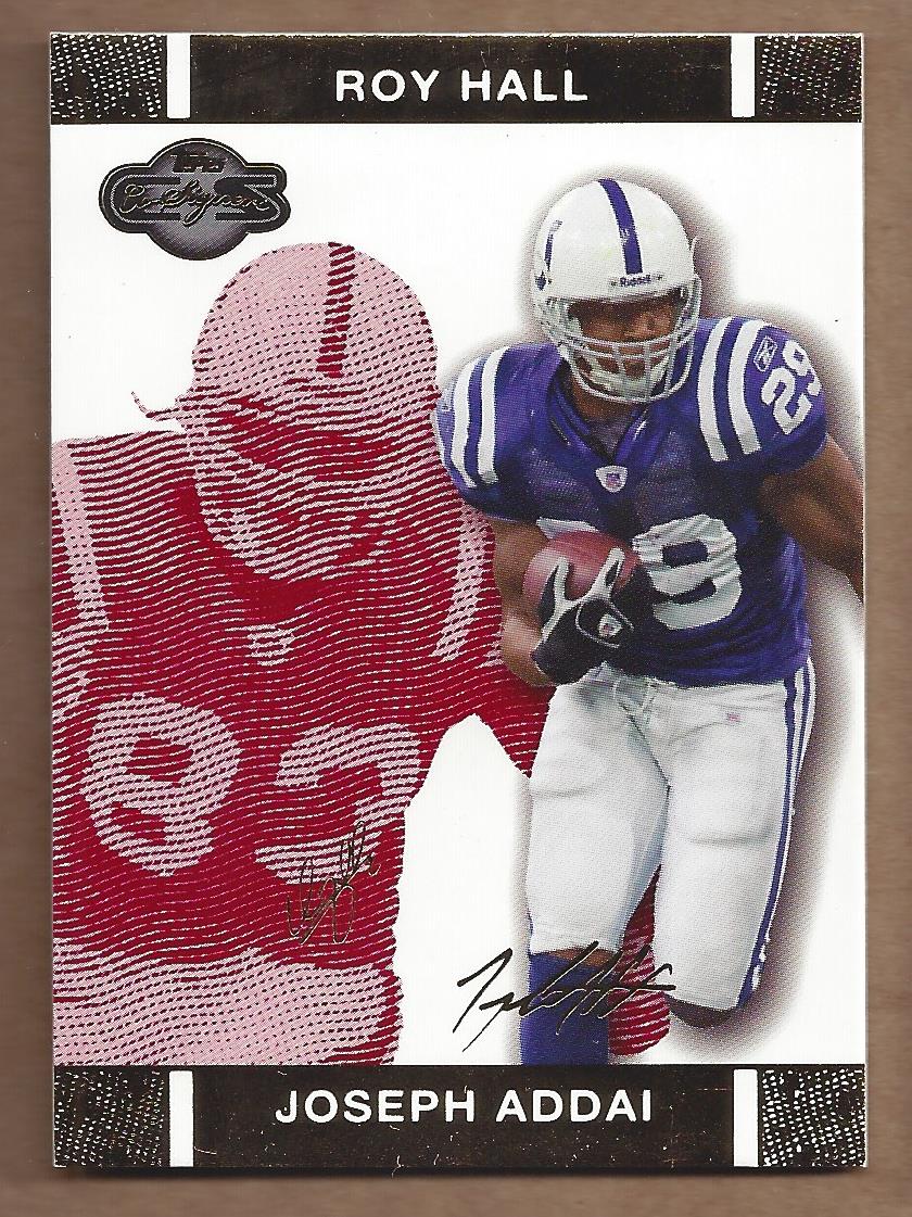 2007 Topps Co-Signers Changing Faces Gold Red #21B Joseph Addai/Roy Hall