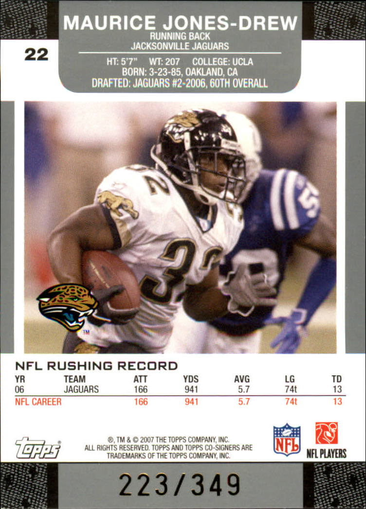 2007 Topps Co-Signers Changing Faces Gold Blue #22B Maurice Jones-Drew/Mike Walker back image