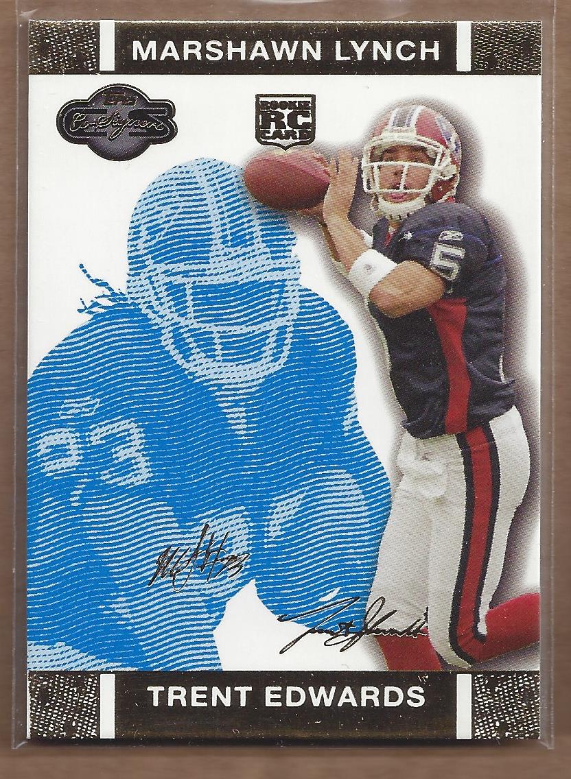 2007 Topps Co-Signers Changing Faces Gold Blue #53A Trent Edwards/Marshawn Lynch