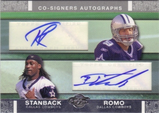 2007 Topps Co-Signers Co-Signer Autographs #RS Tony Romo J/Isaiah Stanback