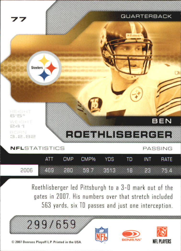 2007 Leaf Limited #77 Ben Roethlisberger back image