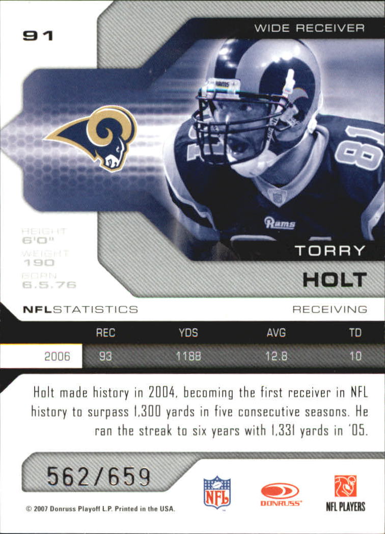 2007 Leaf Limited #91 Torry Holt back image