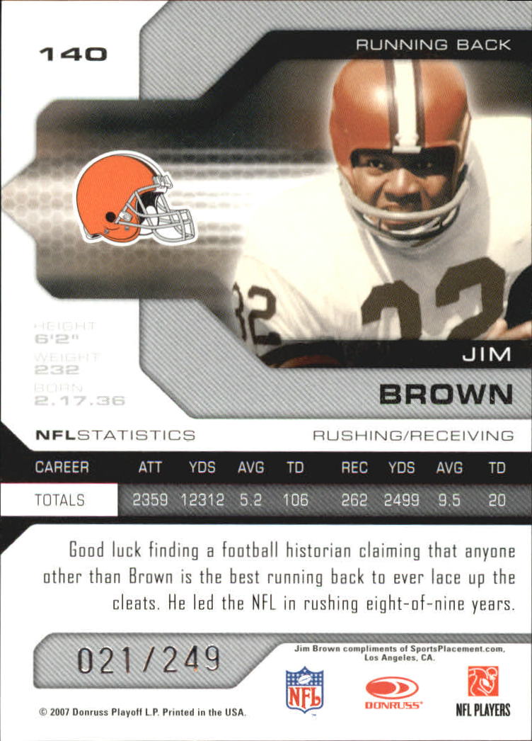2007 Leaf Limited #140 Jim Brown back image