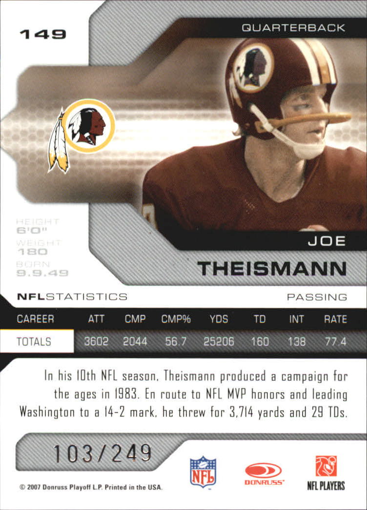 2007 Leaf Limited #149 Joe Theismann back image
