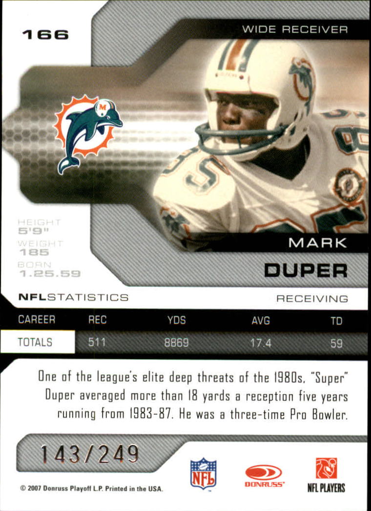 2007 Leaf Limited #166 Mark Duper back image