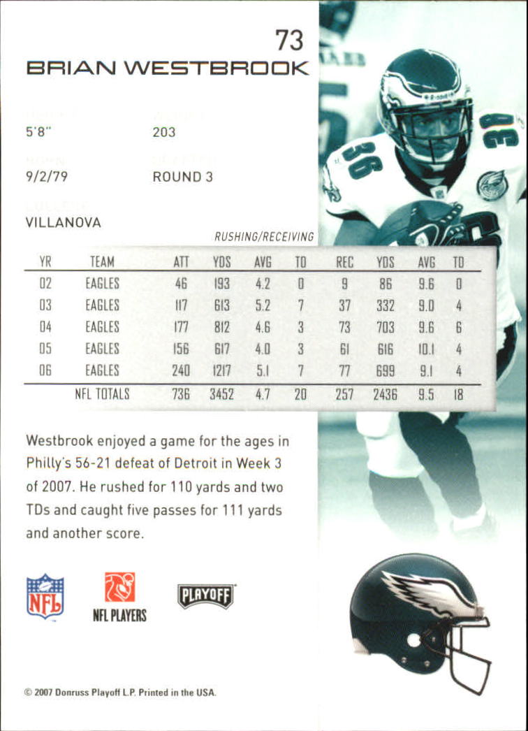 2007 Playoff NFL Playoffs #73 Brian Westbrook back image