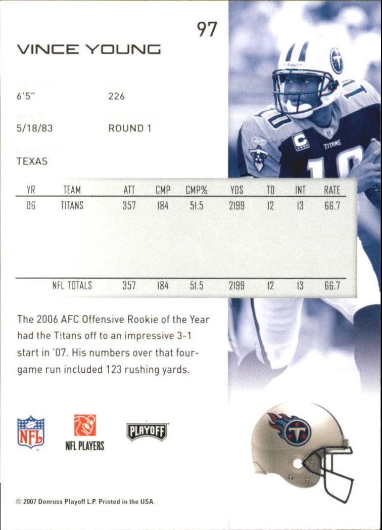 2007 Playoff NFL Playoffs #97 Vince Young back image