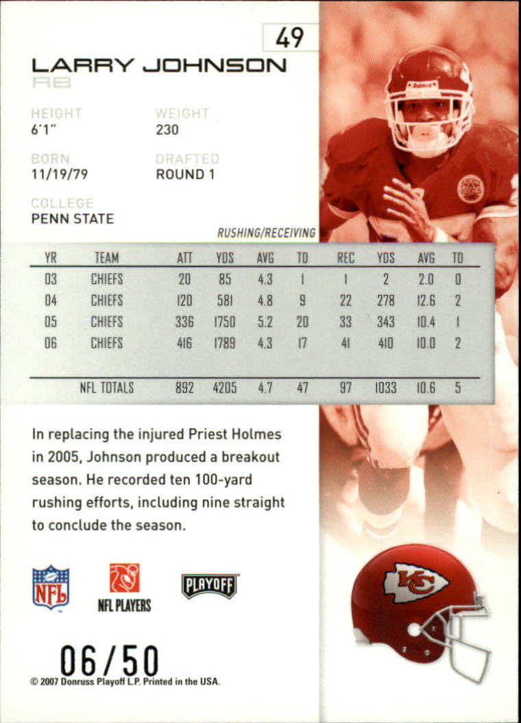 2007 Playoff NFL Playoffs Silver Proof #49 Larry Johnson