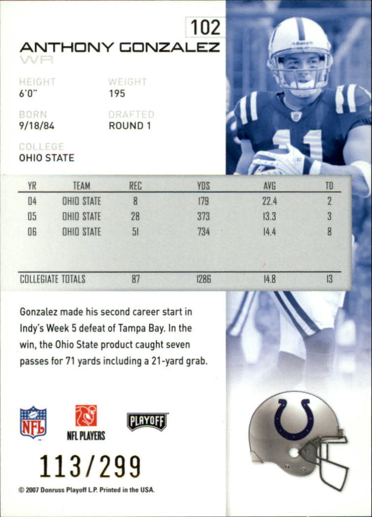 A9573- 2007 Playoff NFL Playoffs Gold Football Cards -You Pick- 15+ FREE US SHIP - Picture 5 of 155