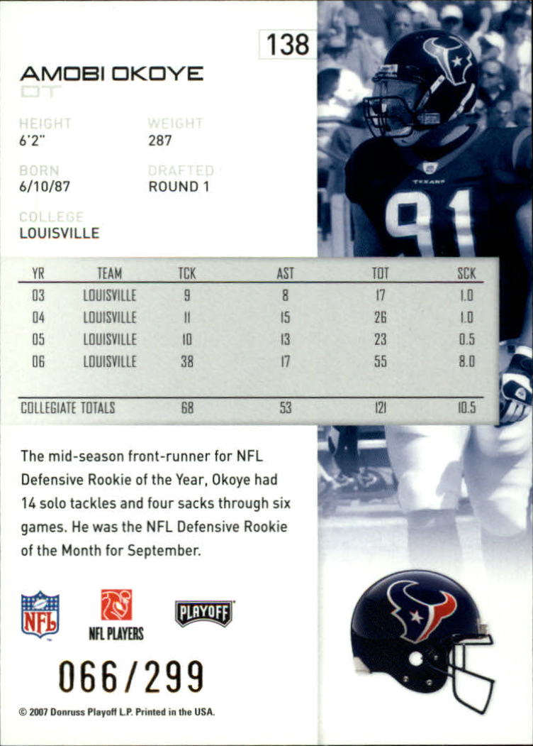 A9573- 2007 Playoff NFL Playoffs Gold Football Cards -You Pick- 15+ FREE US SHIP - Picture 73 of 155