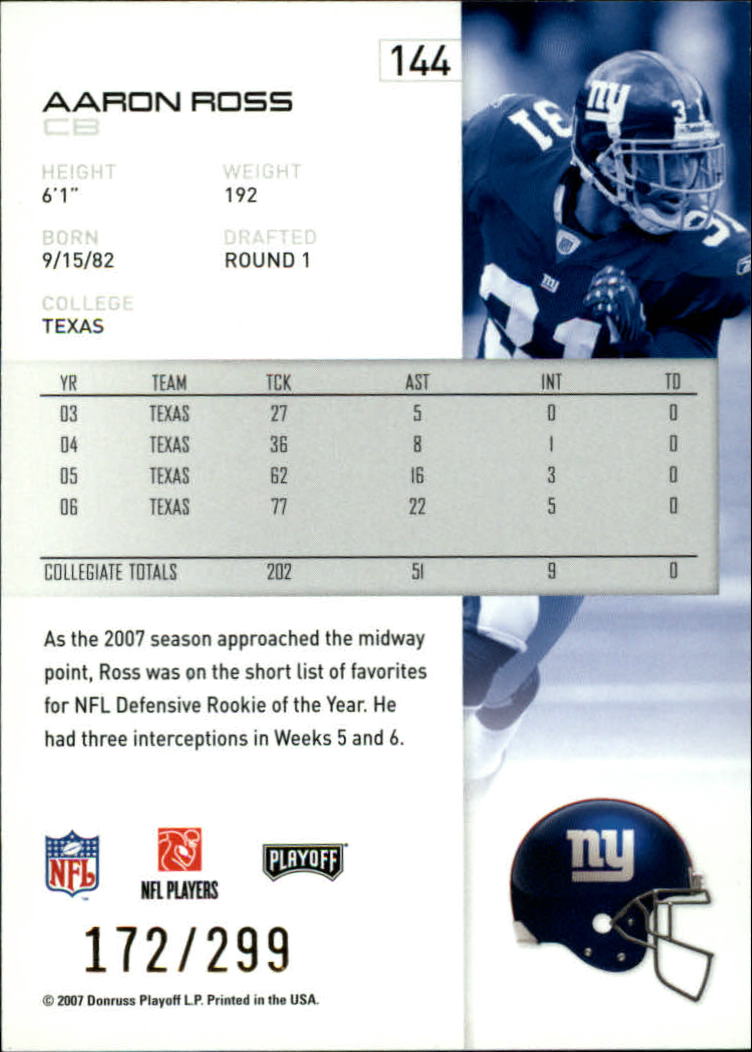 A9573- 2007 Playoff NFL Playoffs Gold Football Cards -You Pick- 15+ FREE US SHIP - Picture 83 of 155