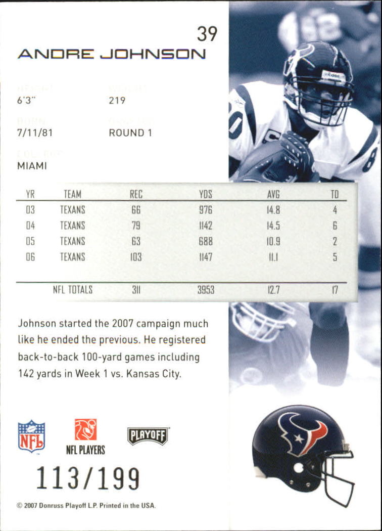 2007 Playoff NFL Playoffs Black #39 Andre Johnson