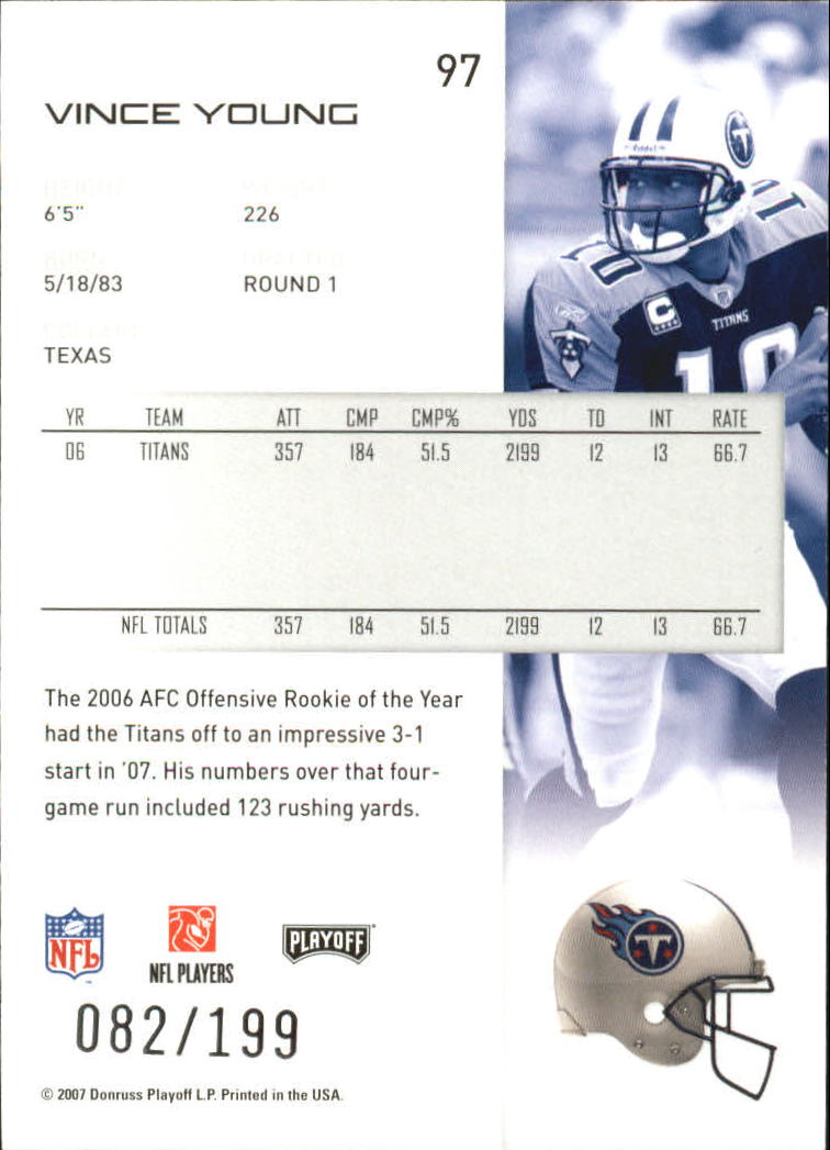 2007 Playoff NFL Playoffs Black #97 Vince Young back image