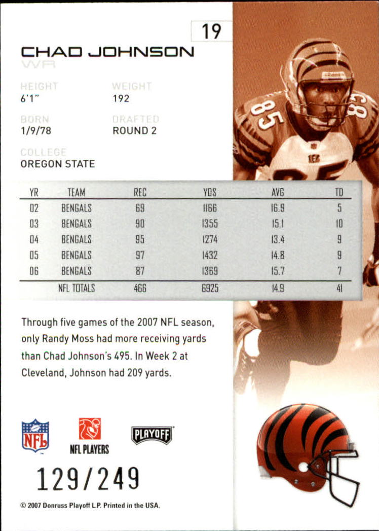 2007 Playoff NFL Playoffs Silver Metalized #19 Chad Johnson