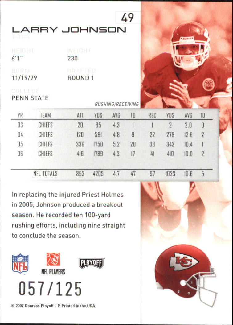 2007 Playoff NFL Playoffs Red Holofoil #49 Larry Johnson