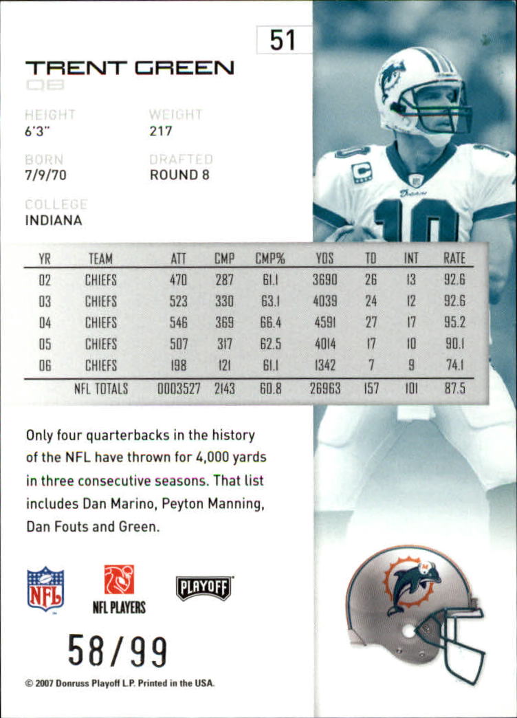 2007 Playoff NFL Playoffs Silver Holofoil #51 Trent Green