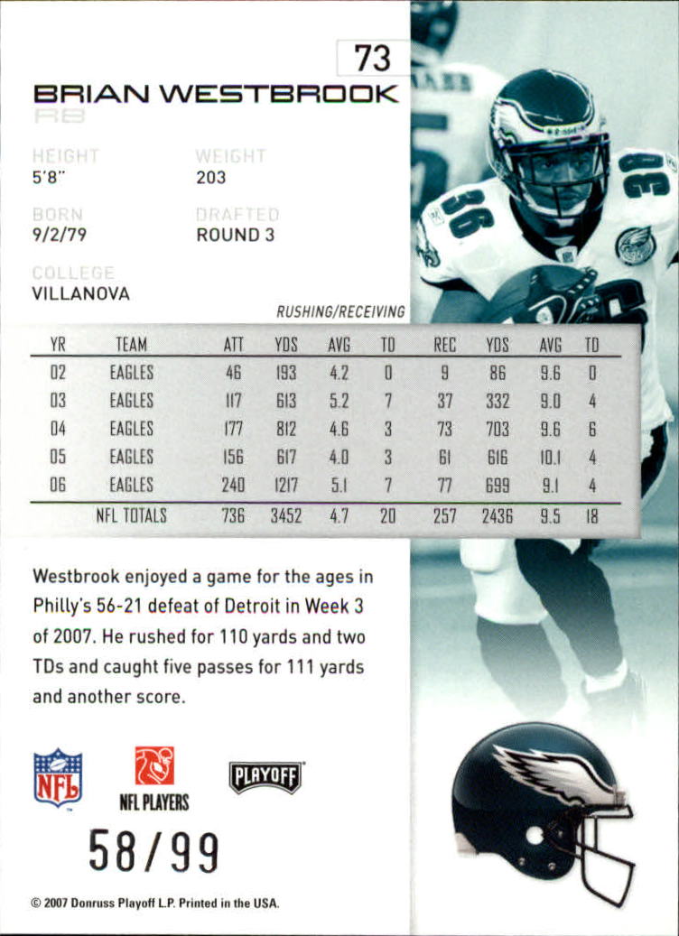2007 Playoff NFL Playoffs Silver Holofoil #73 Brian Westbrook