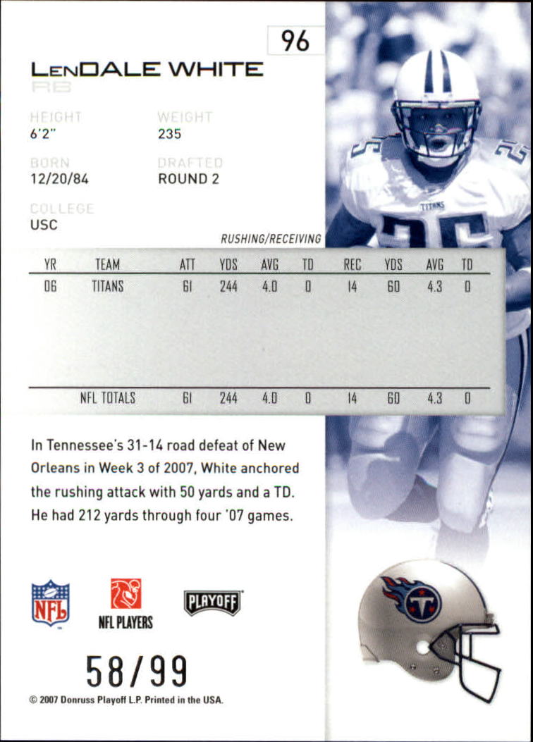 2007 Playoff NFL Playoffs Silver Holofoil #96 LenDale White
