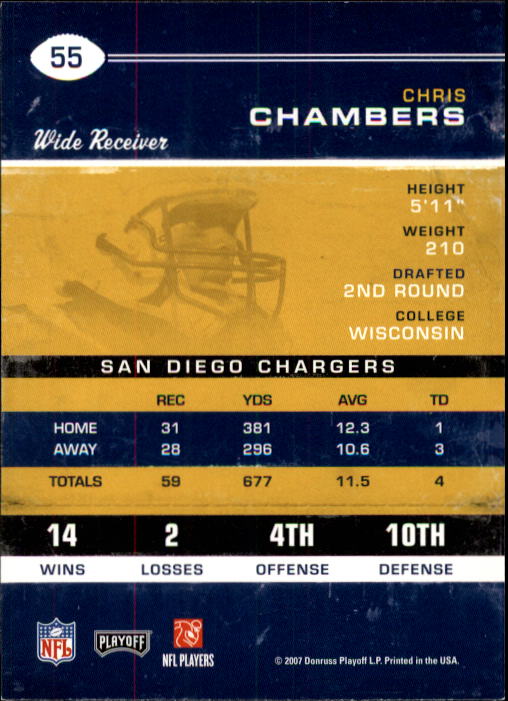 2007 Playoff Contenders #55 Chris Chambers back image