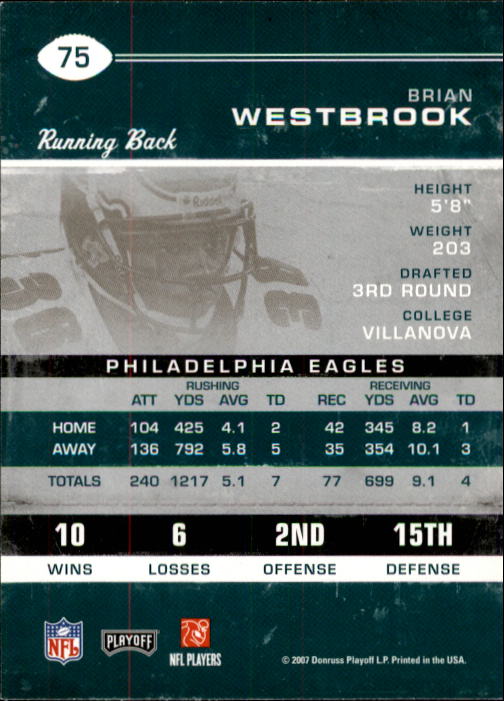 2007 Playoff Contenders #75 Brian Westbrook back image