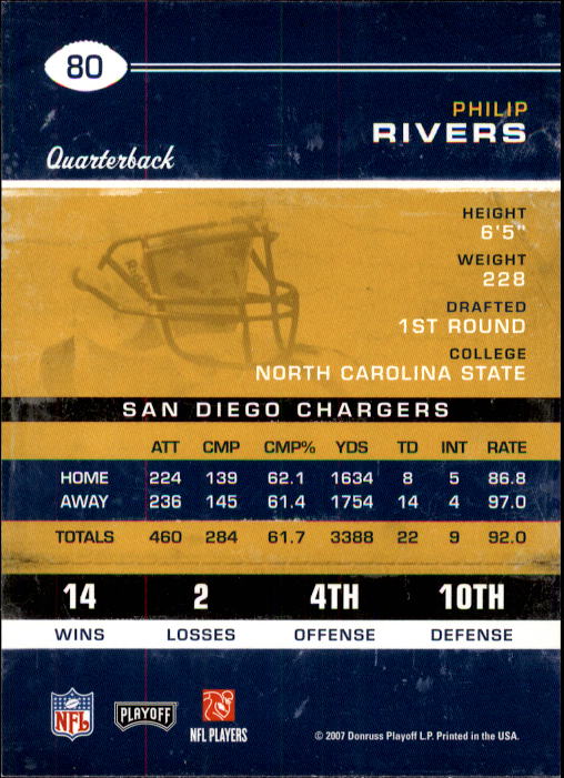 2007 Playoff Contenders #80 Philip Rivers back image