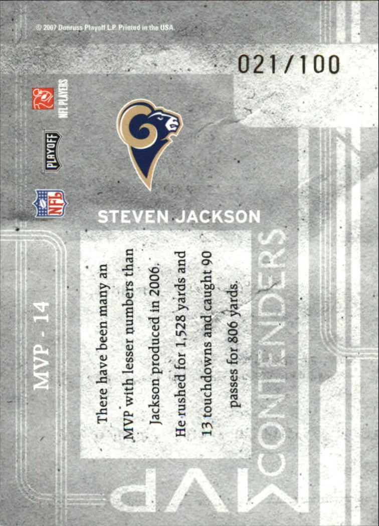 2007 Playoff Contenders MVP Contenders Black #14 Steven Jackson back image