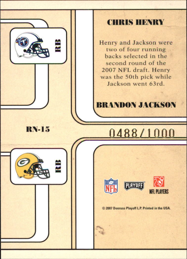 2007 Playoff Contenders Round Numbers #15 Chris Henry RB/Brandon Jackson back image