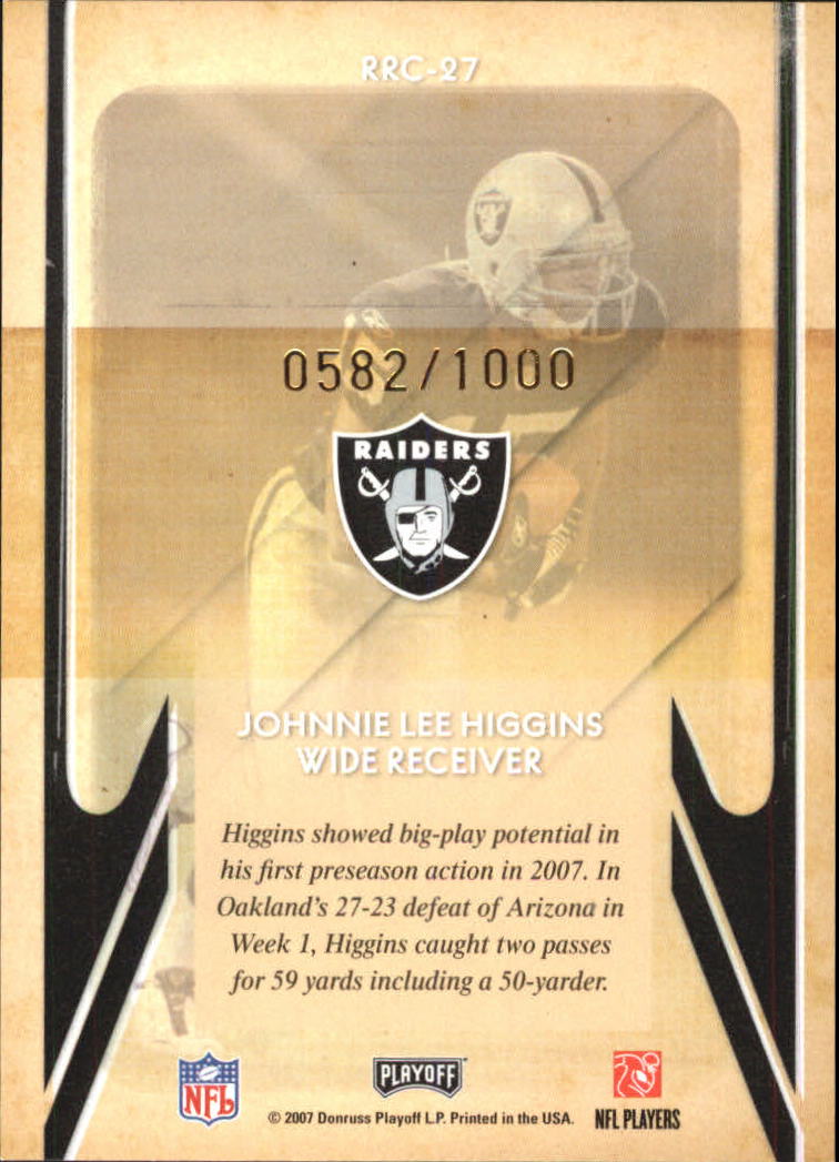 2007 Playoff Contenders Rookie Roll Call #27 Johnnie Lee Higgins back image