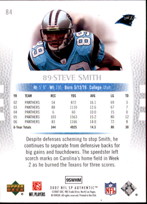 2007 SP Authentic #84 Steve Smith back image