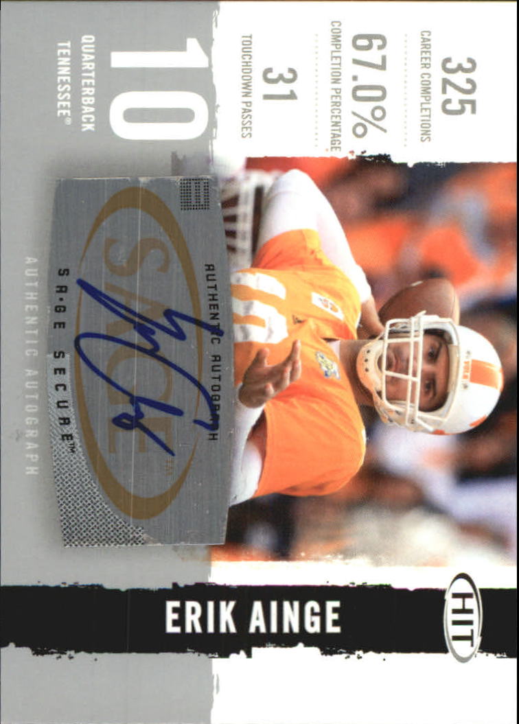 2008 SAGE HIT Autographs Silver #A90 Erik Ainge