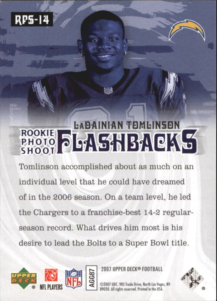 2007 Upper Deck Rookie Exclusive Photo Shoot Flashback #RPS14 LaDainian Tomlinson back image
