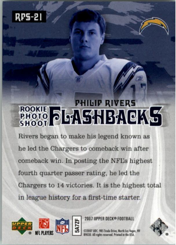 2007 Upper Deck Rookie Exclusive Photo Shoot Flashback #RPS21 Philip Rivers back image