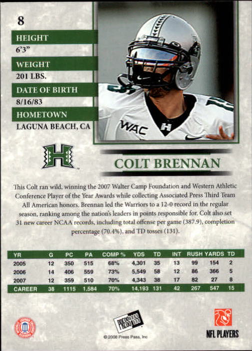 2008 Press Pass Football "Main Set" Base Cards - Picture 17 of 195
