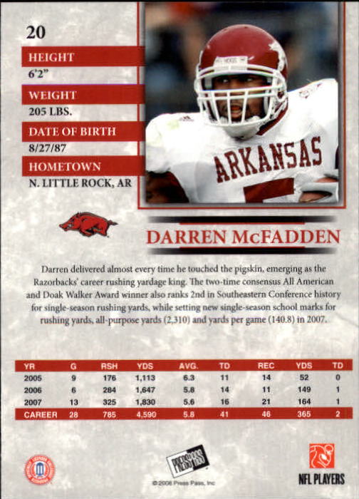 2008 Press Pass Football "Main Set" Base Cards - Picture 41 of 195