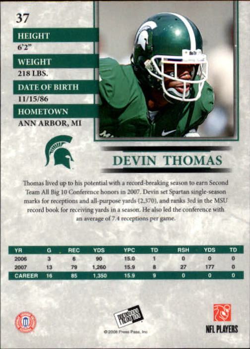 2008 Press Pass Football "Main Set" Base Cards - Picture 71 of 195