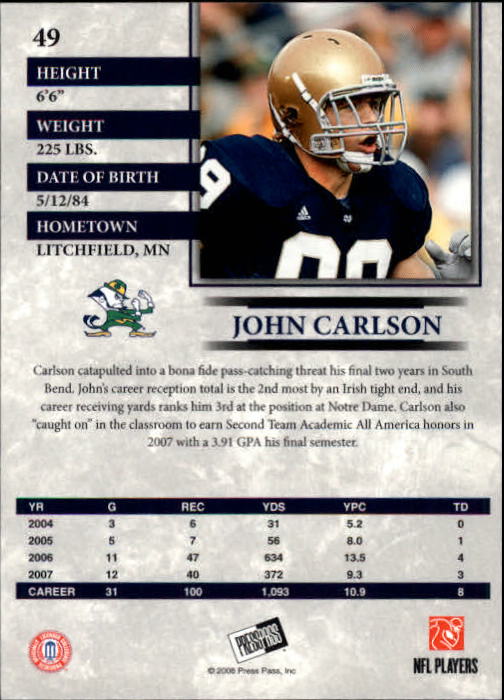 2008 Press Pass Football "Main Set" Base Cards - Picture 95 of 195